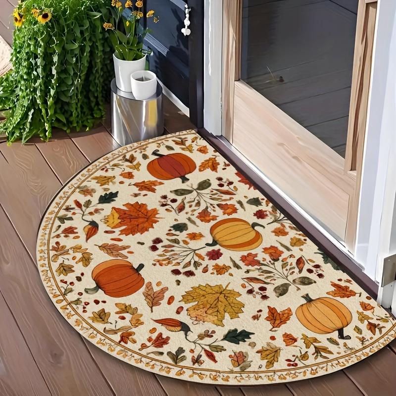 1Pcs Autumn Semi Circle Welcome Doormat Non-Slip for Outdoor Patio Porch Kitchen Bathroom Entryway Floor Mat