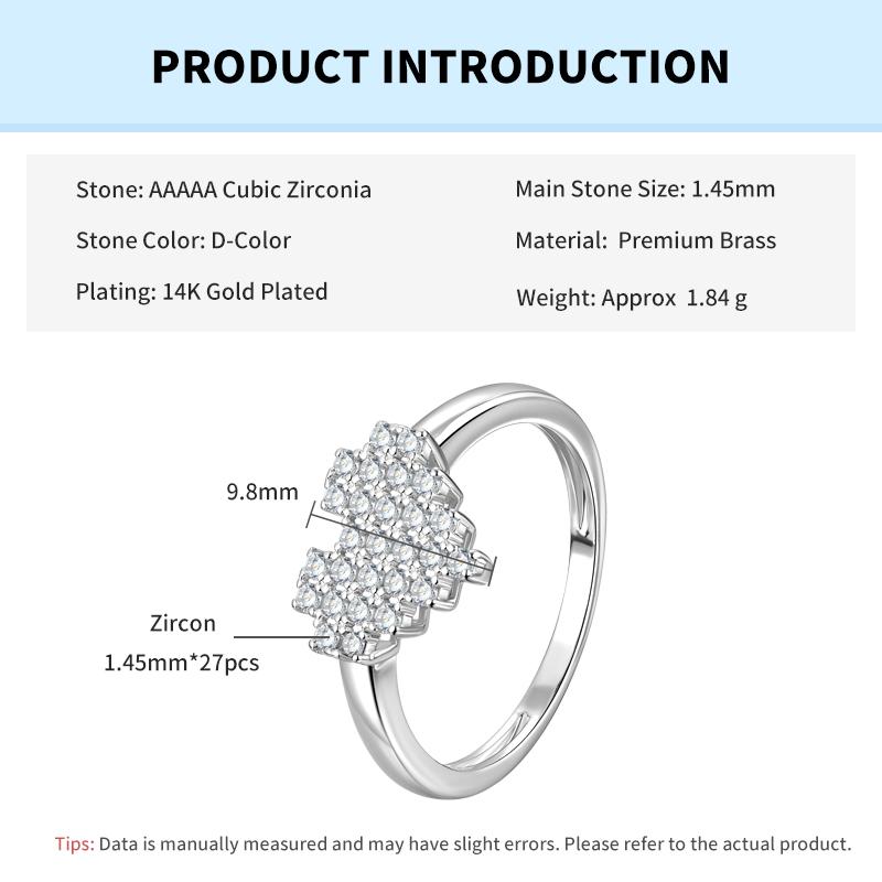 

Rrjzz 14K Gold Plated Heart Ring for Women Square Round Promise Eternity Rings CZ Lab Imitation Diamond Birthday Jewelry Gift 5