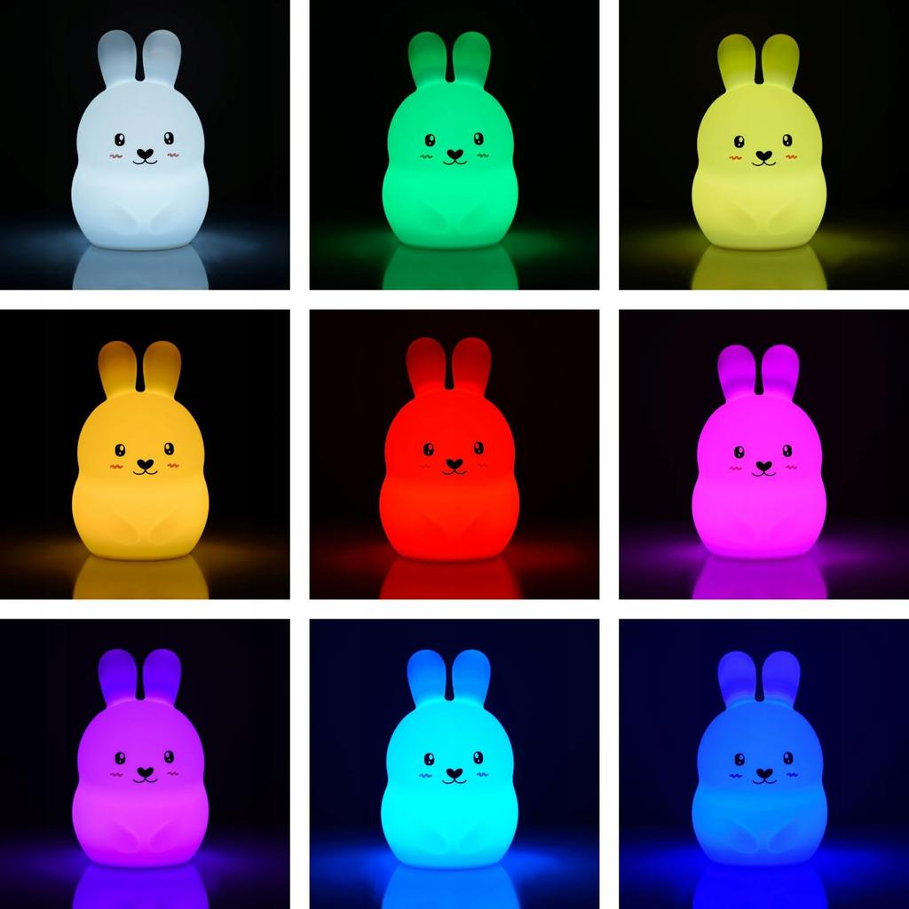 Silikonowa Lampka Nocna Królik Dla Dzieci Led Usb + Pilot