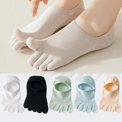 Meias de algodão com biqueira para mulheres, meias invisíveis respiráveis e macias de verão, meias finas estilo barco, 1/3 pares