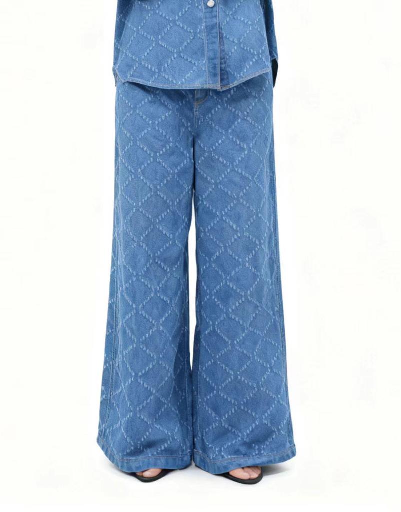 Ensemble en jean à manches longues pour femmes européennes et américaines: Pantalon décontracté large et ample et chemise en jean