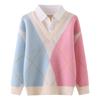 Girls' Knitted Two-Piece Sweater - Spring/Autumn Spliced Style for Children