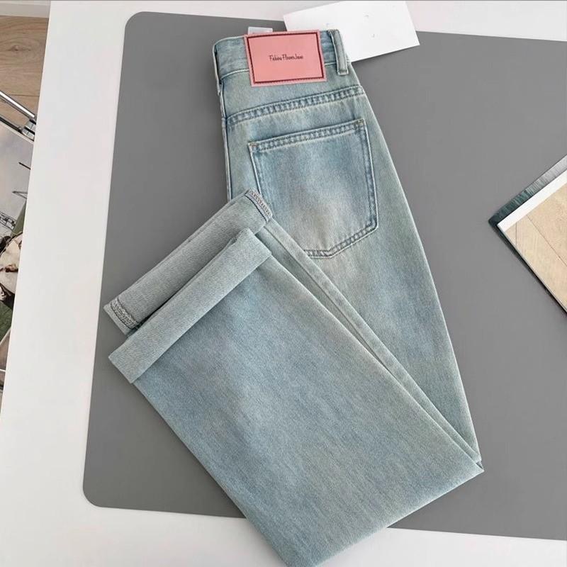 Women's Moonlight Blue High Waist Wide Leg Jeans - Trendy, Versatile, Slim Fit, Loose Drape Casual Trousers