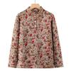 Long-sleeved semi-turtleneck thickened bottoming shirt winter T-shirt warm floral autumn clothes old lady