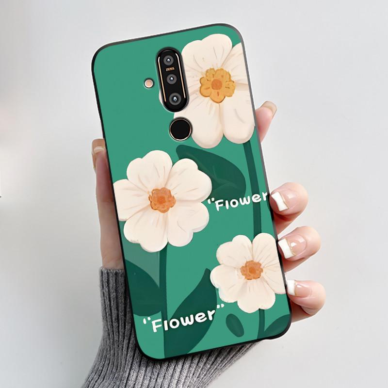 Case For Nokia 8.1 Plus X71 Phone Case Luxury Fashion Butterfly Flowers Black Soft Slim Silicone Cover For Nokia 8.1plus Casing