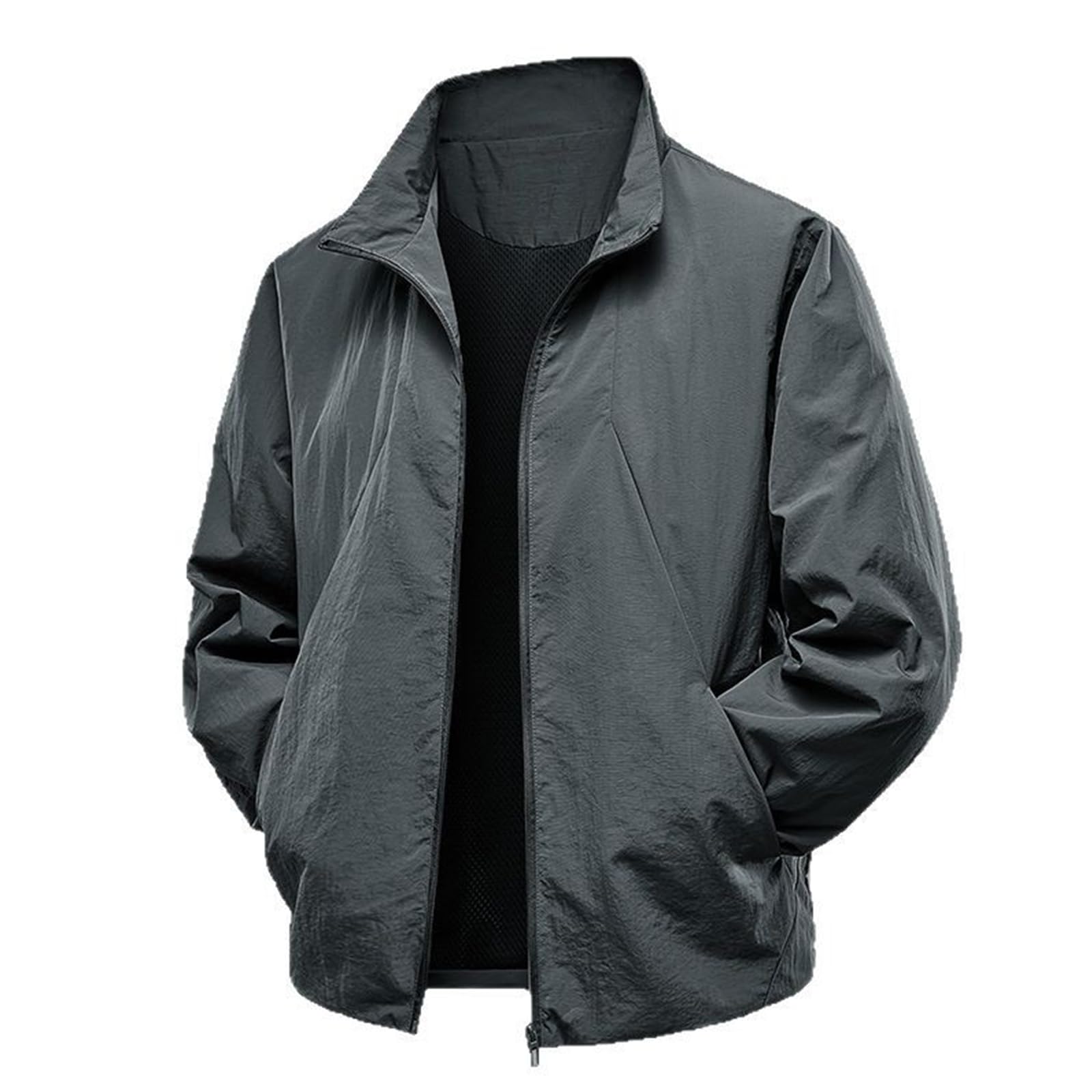 

Windbreaker Outdoor Plus Suitable for [Kayiyasu] Men s Jacket, Water-Repellent Coat, Blouson, Jumper, Windproof, Sizes, Lightweight, Hiking, Fishing, серый