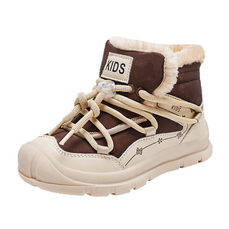 Autumn/Winter Fur-Lined Kids' Cotton Snow Boots - Warm Mid-High Top for Boys & Girls