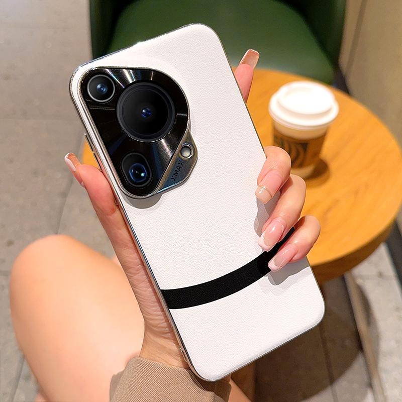 For Huawei Pura 70 70 Pro 70 Ultra Plated Leather Jue Black & White Block Anti-Yellow Anti-Fingerprint Phone Case