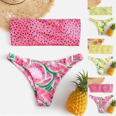 Women's Printed Panel Split Flat Angle Large Dreess Swimsuit Swimwear Bathing Suit