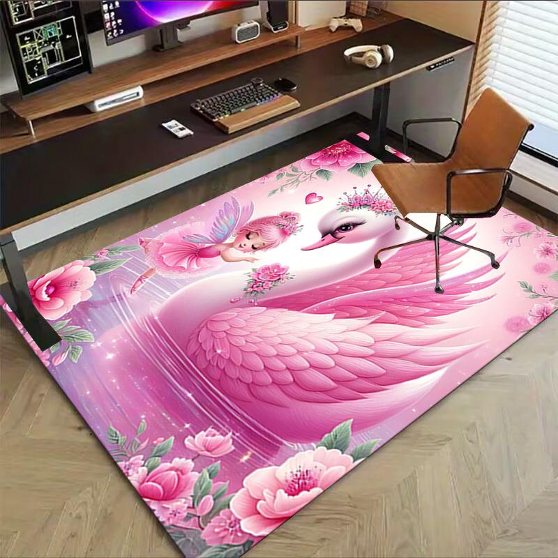 1PC Swan Fairy Extra Large Non Slip Floor Carpet, Office, Family, Studio   Large Area Rug Indoor Rugs, Bold Statement Piece