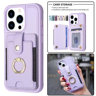 Prsten kožená peněženka pouzdro na telefon pro iPhone 14 13 12 Pro 11 XS XR Max X SE 2022 8 7 6S Plus pro Samsung Galaxy S23 Ultra S22 Plus Flip Stand Cover