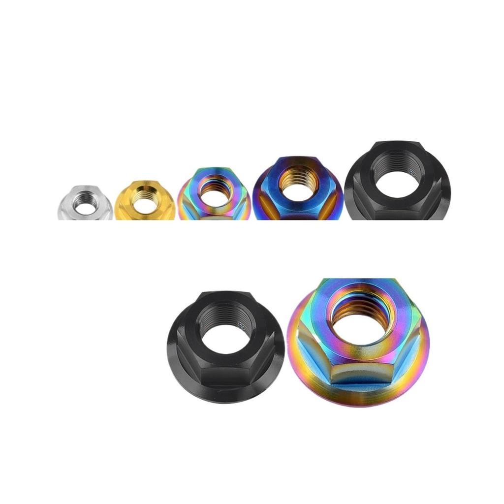 SenyEr Titanium Nuts M5/M6/M8/M10/M12/M14/M16 Flange Nuts Bolt Caps for Motorcycles Bicycles Bikes (Black, M5)