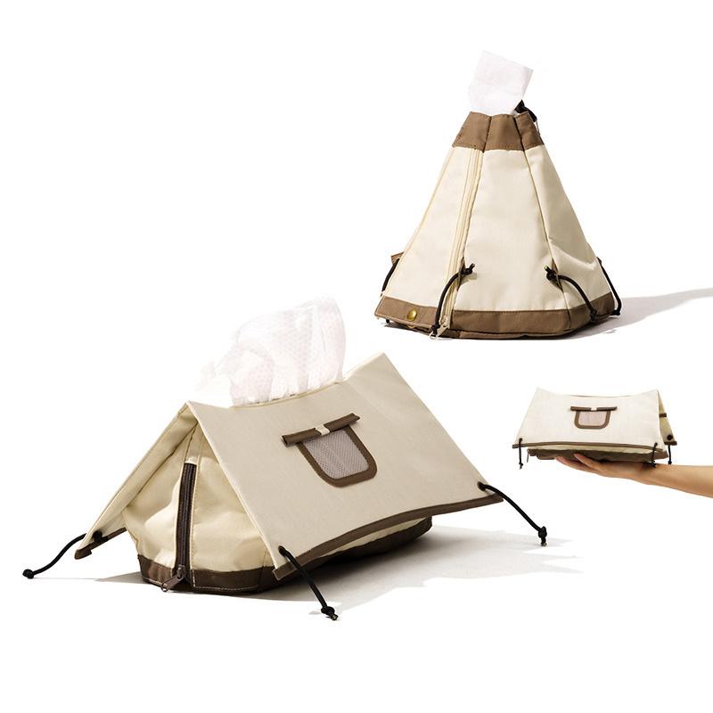 Tent Shape Cotton Tissue Box Outdoor Camping Supplies Home Decor Waterproof Table Pumping Paper Box Foldable Roll Paper Case