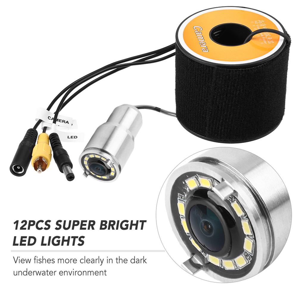 1200TVL Underwater Fishing Camera 12 LEDs Water Resistant Fish Shape Boat Ice Fishing Camera Accessories