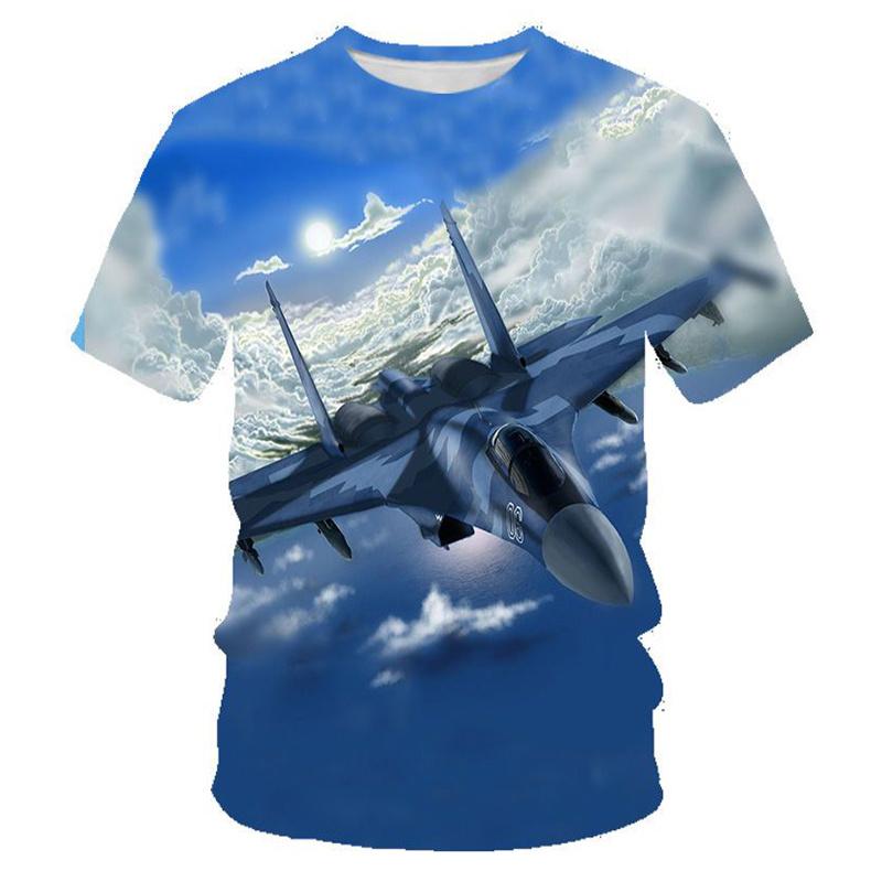 Aircraft Fighter Graphic T Shirt for Men Tops 3D Printing Round Neck Short Sleeve Summer Fashion Casual T-shirts Streetwear