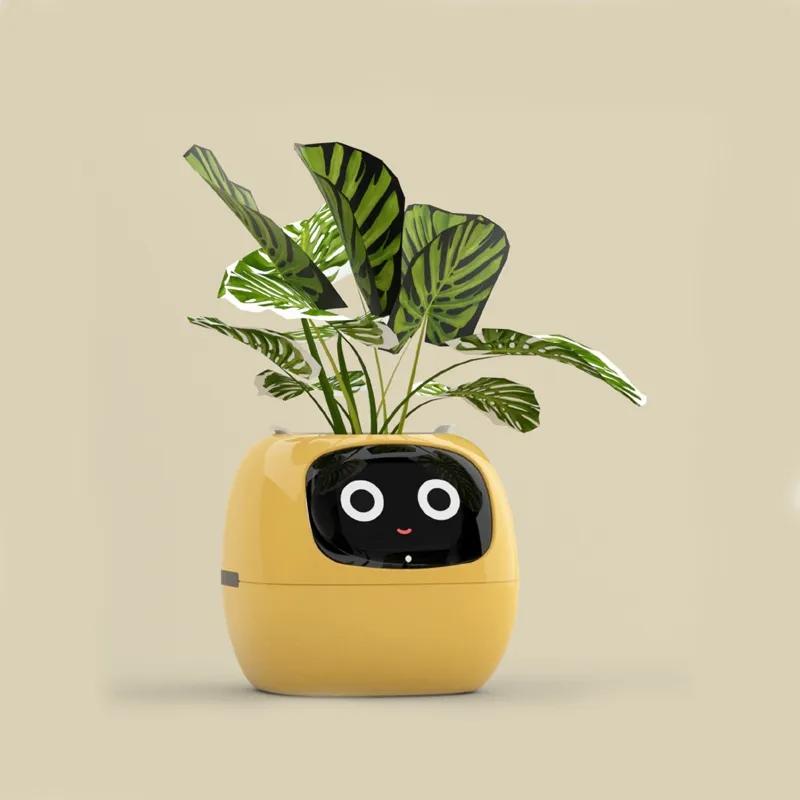 Intelligent Lazy Automatic Water Absorbing Flowerpot Plastic Resin Circular Usb Rechargeable Indoor Plant Small Flowerpot YLE22