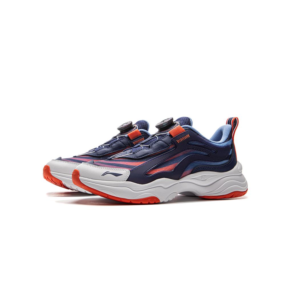 Li Ning Kids Sports Lifestyle Series Comfortable Shock Absorption Rebound Low-Top Casual Shoes Kids sneaker Deep-Blue Orange YKCV202-9