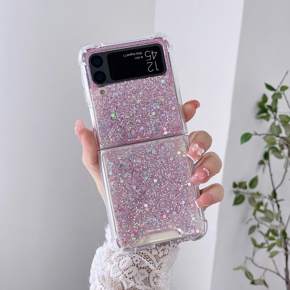 For Samsung Galaxy Z Flip 6 5 4 3 ZFlip6 Case Fantasy Sequin Transparent Folding For Flip4 Shockproof Protection Hard Back Cover