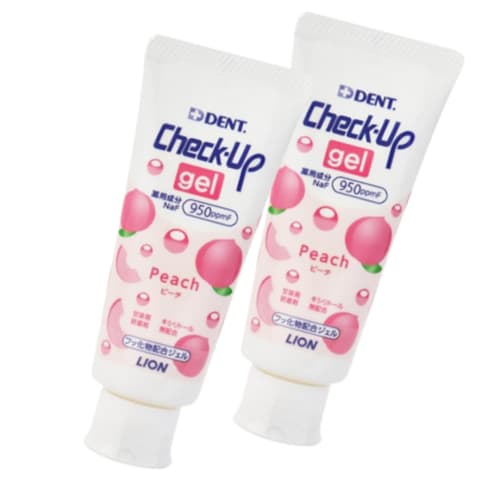 [Set of 2] Check Up Gel Peach 60g Softgel | Fluoride, Bedtime Oral Care, Non-Abrasive, For Ages 6-14, Original Logo Packaging