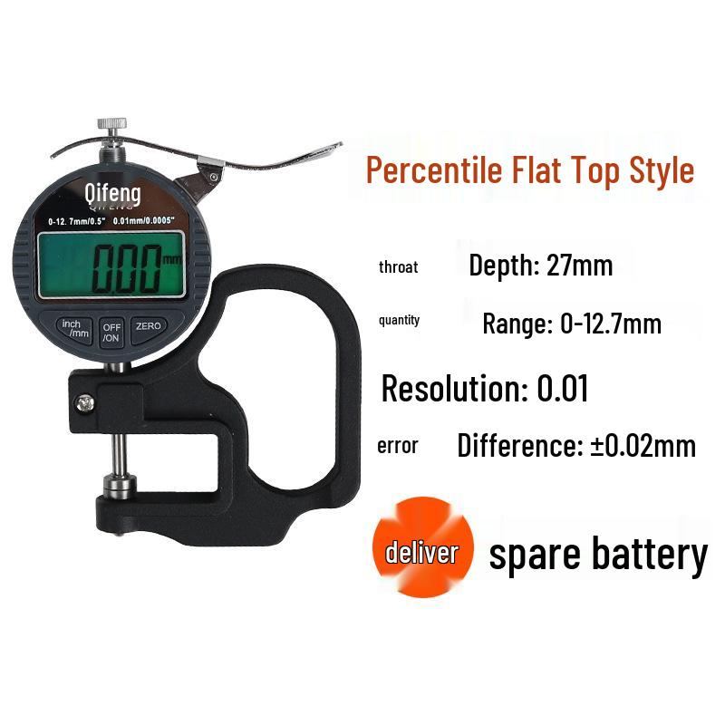 High-Precision 0.001 Micrometer Digital Thickness Gauge with Flat and Curved Tips