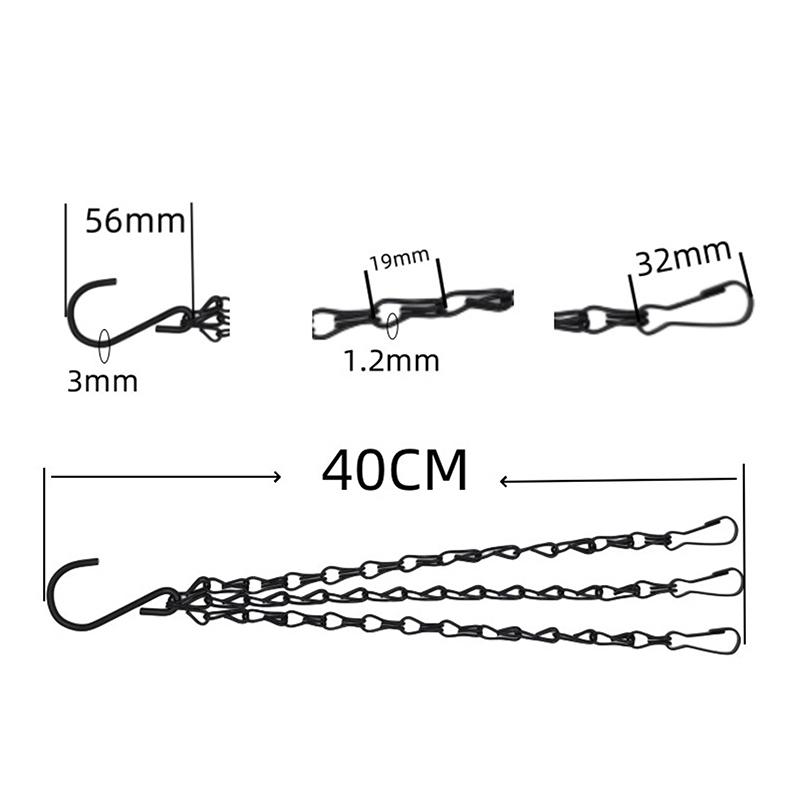 40Cm Flower Pot Hanging Chain With 3 Hooks Potted Hydroponic Plant Planting Pot Home Garden Decoration