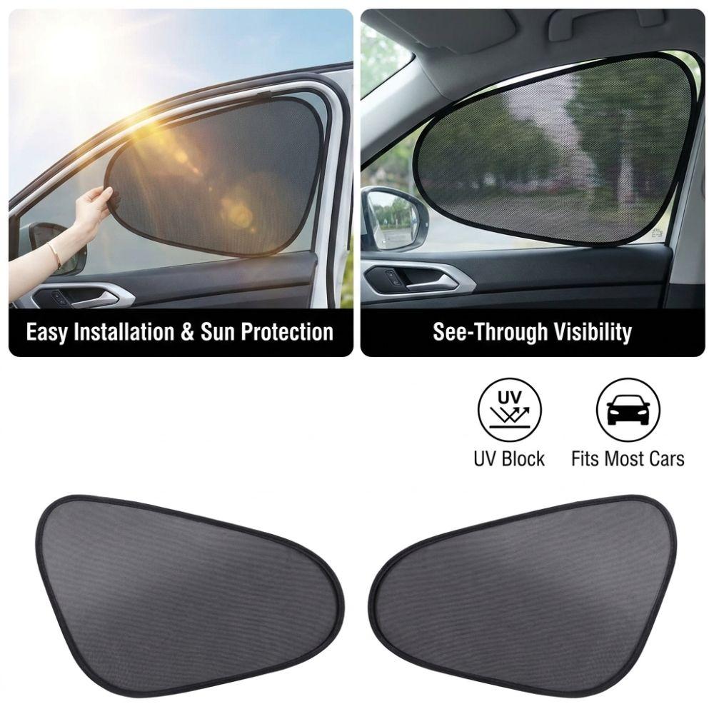 2PCS Breathable Mesh Car Side Window Sun Shade Window Mesh Sun Shade Front Side Windows
