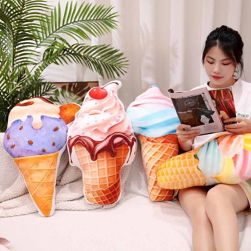 Simulated Cute Fruit Ice Cream Pillow Plush Toys for Girls Sofa Cushions At Home Ornaments Children's Gifts