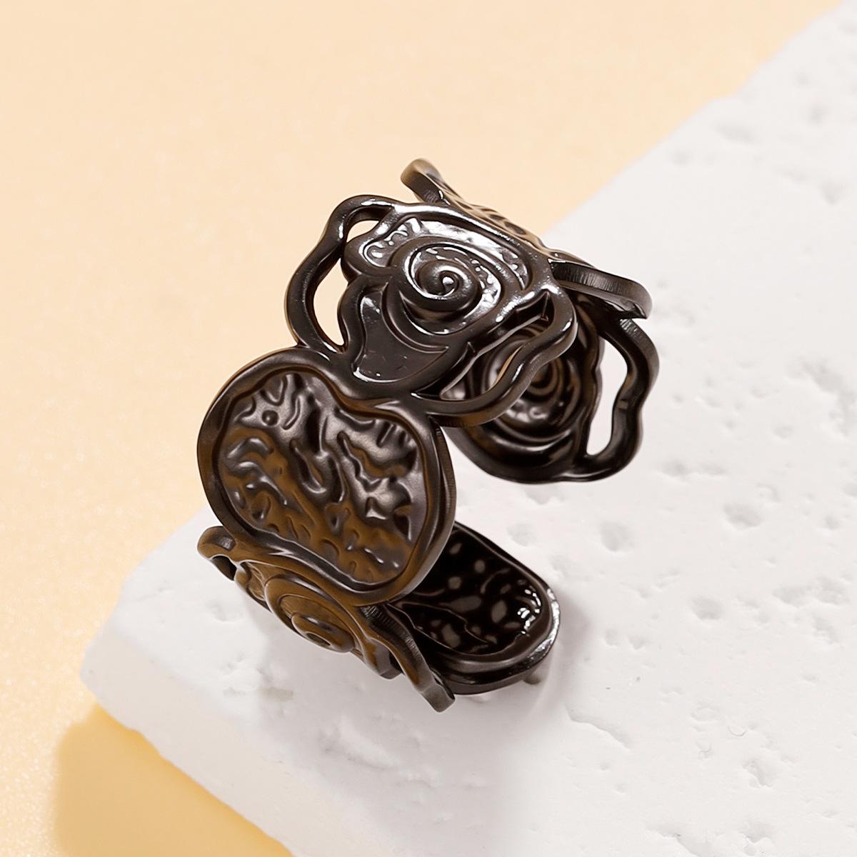 Punk Dark Snake Stainless Steel Ring: Hip Hop Black Rose Ghost Hand Women s Accessory