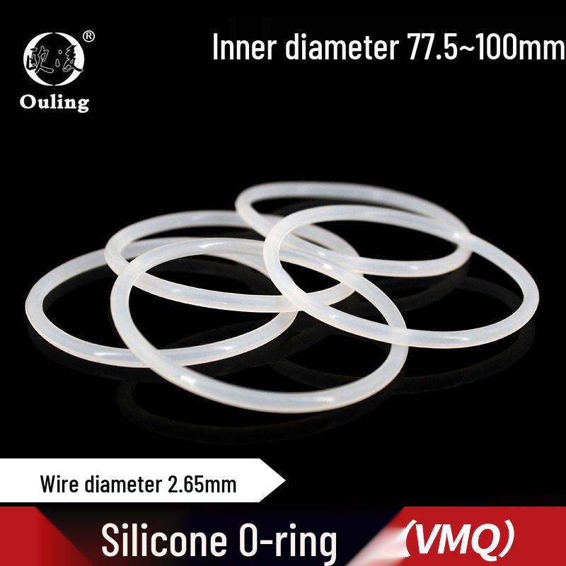 White Silicone O-ring Seal, Inner Diameter: 77.5-100mm, Wire Diameter: 2.65mm Inner Diameter 77.5mm * Wire 2.65mm (1 piece)