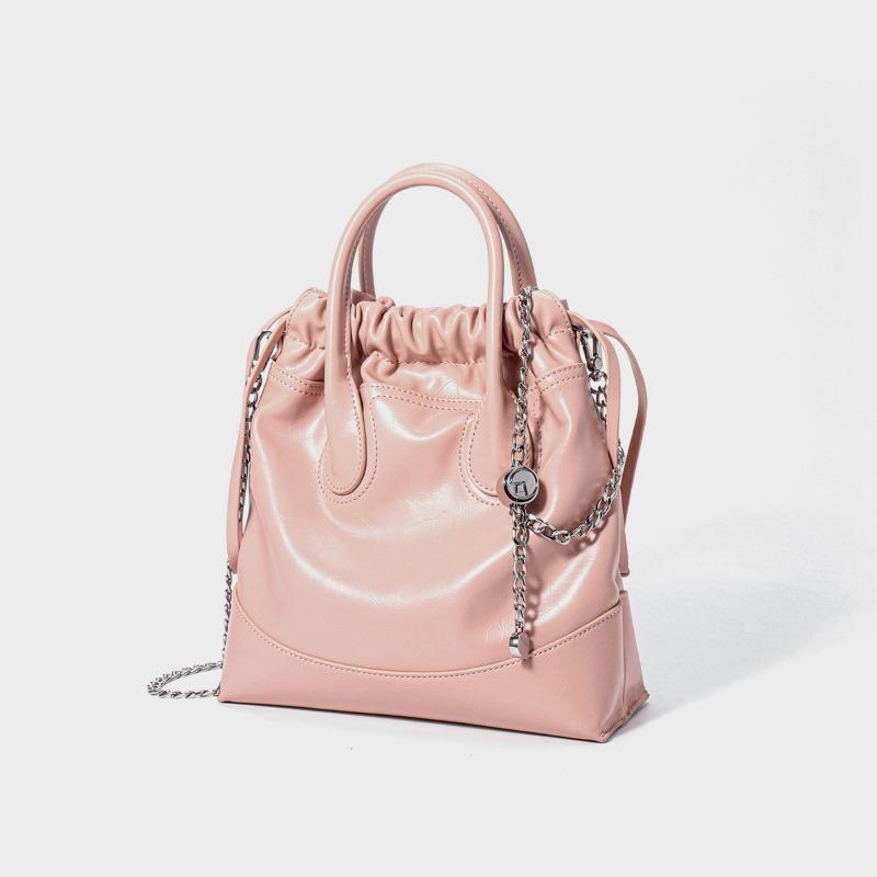 Fashionable Women's Bag Bucket Bag Genuine Leather Commuting Bag High-end Versatile Single-shoulder Handbag
