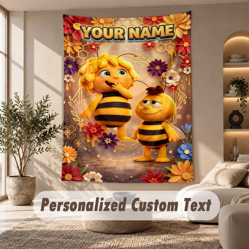 Bing Bunny Tapestry, Personalized Custom Text, Wall Hanging Tapestry For Living Room Home Wall Decor