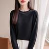 Loose Large-sized Sweater for Ladies, Women's Round-neck Long-sleeved Top, Heavy-stitched with Glittering Diamonds, Knitted Sweater