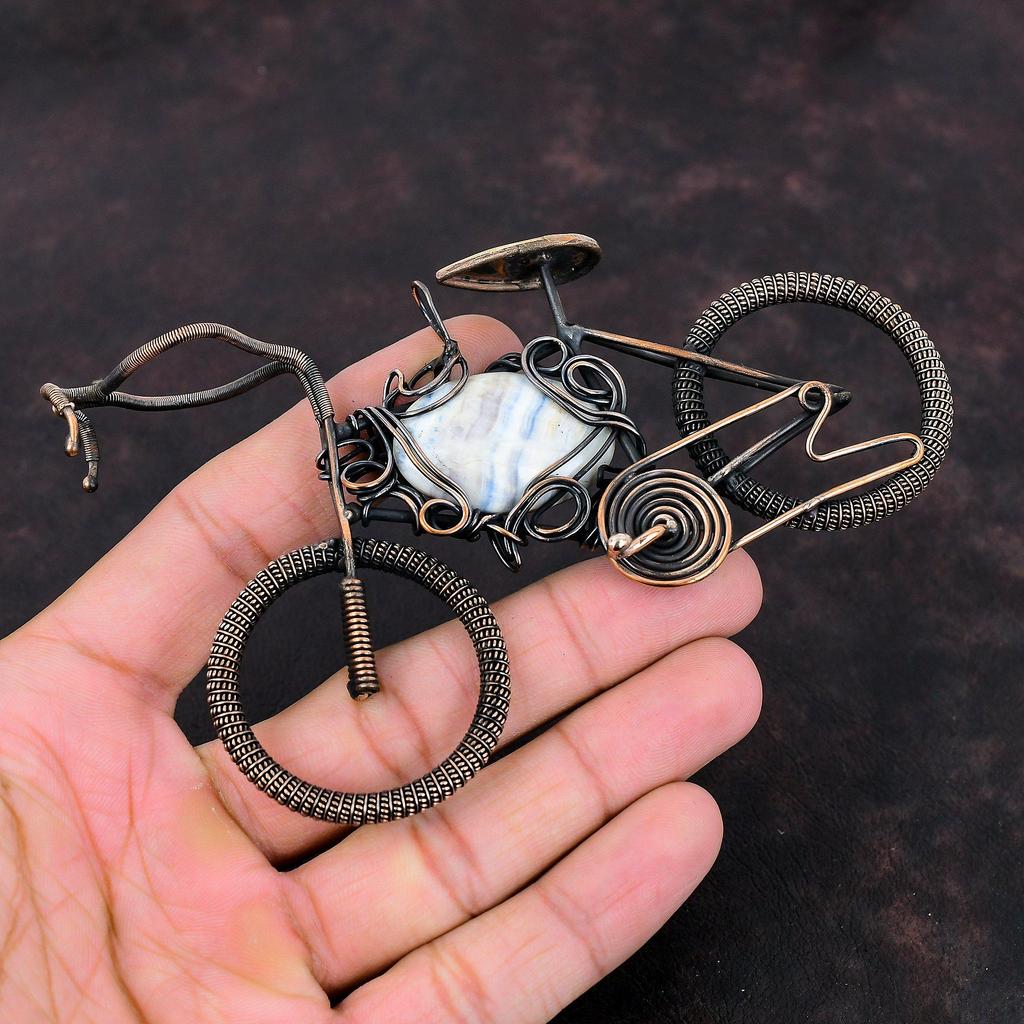 Blue Scheelite Pendant Copper Wire Wrapped Pendant Handmade Gemstone Pendant Beautiful Cycle Pendant Copper Wire Wrap Jewelry Gift For Women