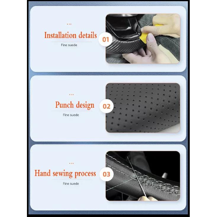 For Ssangyong Rexton Rexton W Rodius Braid Car Steering Wheel Cover Customize Microfiber Leather Car Accessories