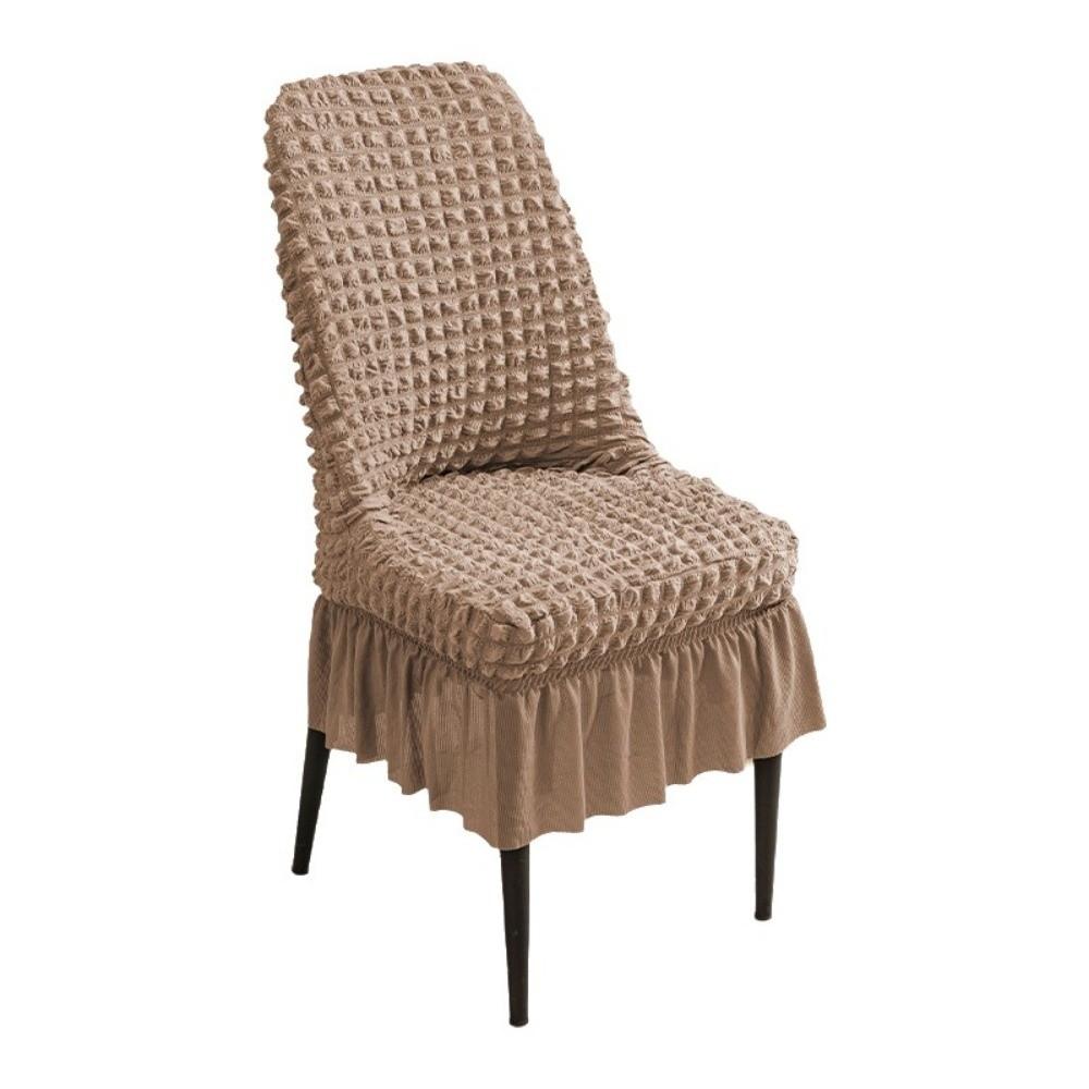 Stretchable Seersucker Stretch Puff Chair Cover Wrinkled Fabric Anti-Slip Seersucker Chair Seat Cover Pet-Resistant Breathable кофейный
