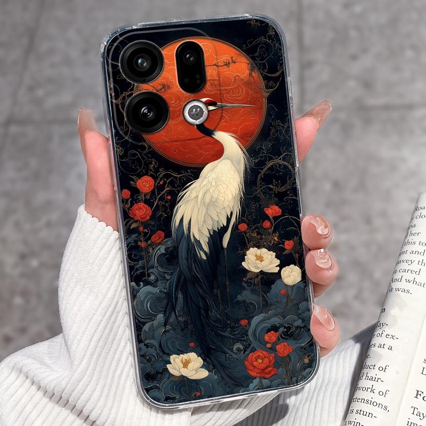 For Oppo Find X9 X8 X7 X5 Pro X2 Lite Reno8 Pro Pro+ Phone Case Black Cat Wine Glass Patterns Transparent TPU Protection Covers For Oppo Bumper Casing