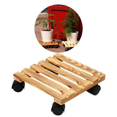Plant Stand with Wheels Plant Stand Rolling Planter Stand with Swiveling Caster for Indoor Outdoor Plant Stand Wood