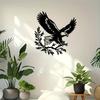 Black Iron Eagle Wall Sculpture Perched On Tree Branch Nature Themed Metal Art for Living Room Bedroom Bar Mounted Decor Housewarming Gift