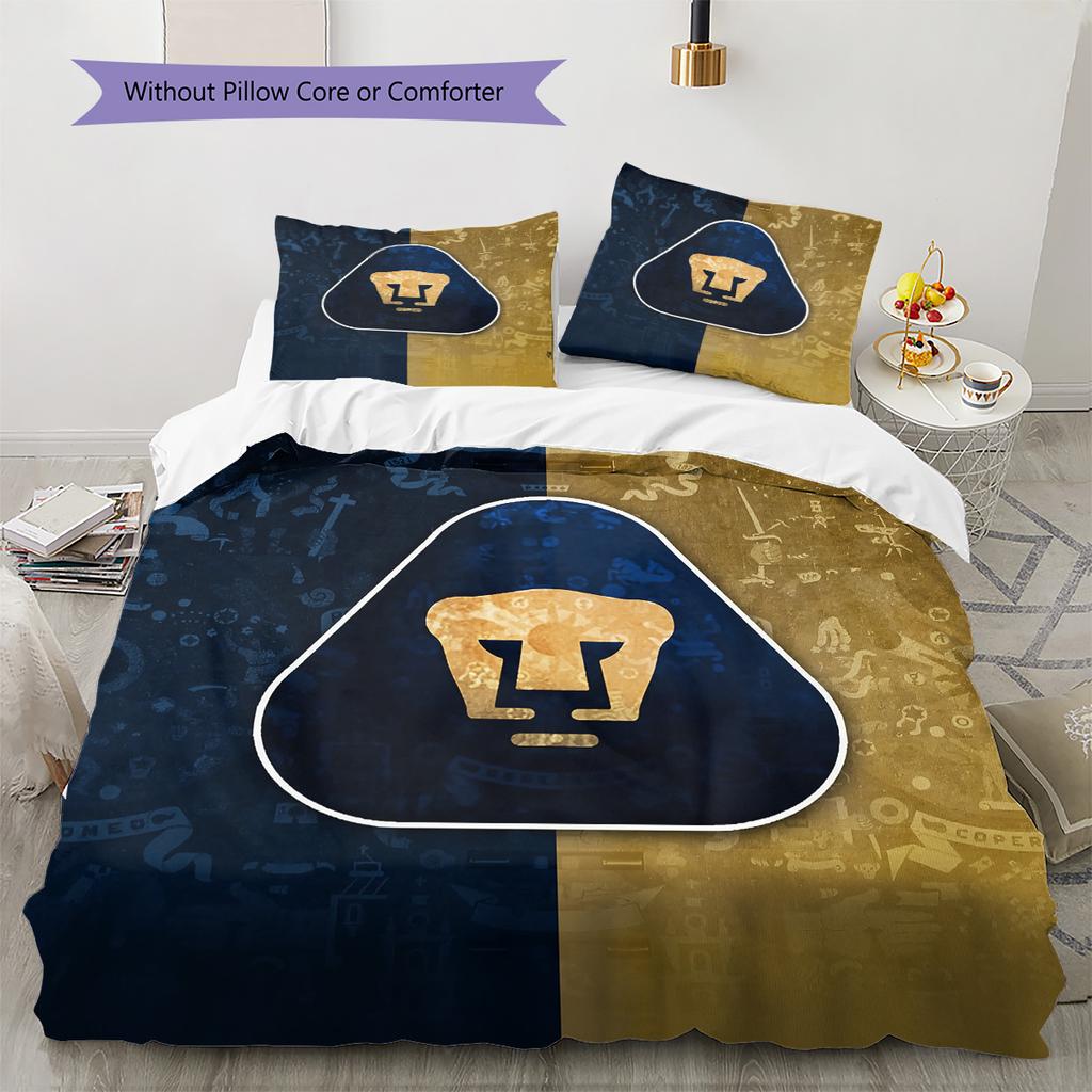 Pumas Football Team Pattern Bedding Quilt Set Home Decoration Gift (1 * duvet cover + 2 * pillowcase without core)