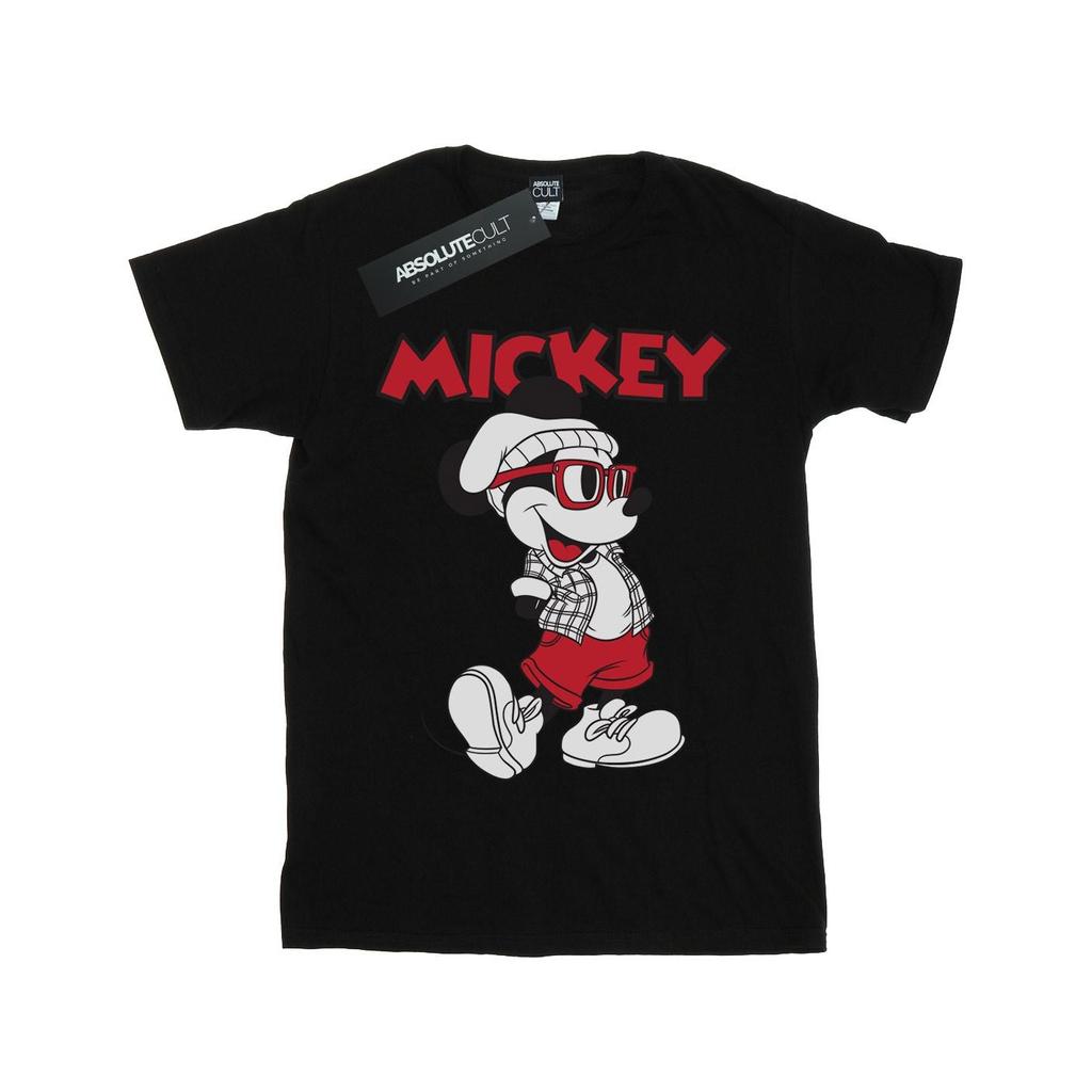 Disney Womens/Ladies Mickey Mouse Hipster Cotton Boyfriend T-Shirt