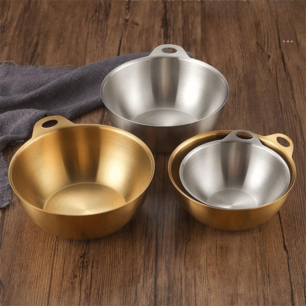 Gold/Silver Stainless Steel Salad Bowl Large Capacity Food Container Soup Bowl  Salad Serving