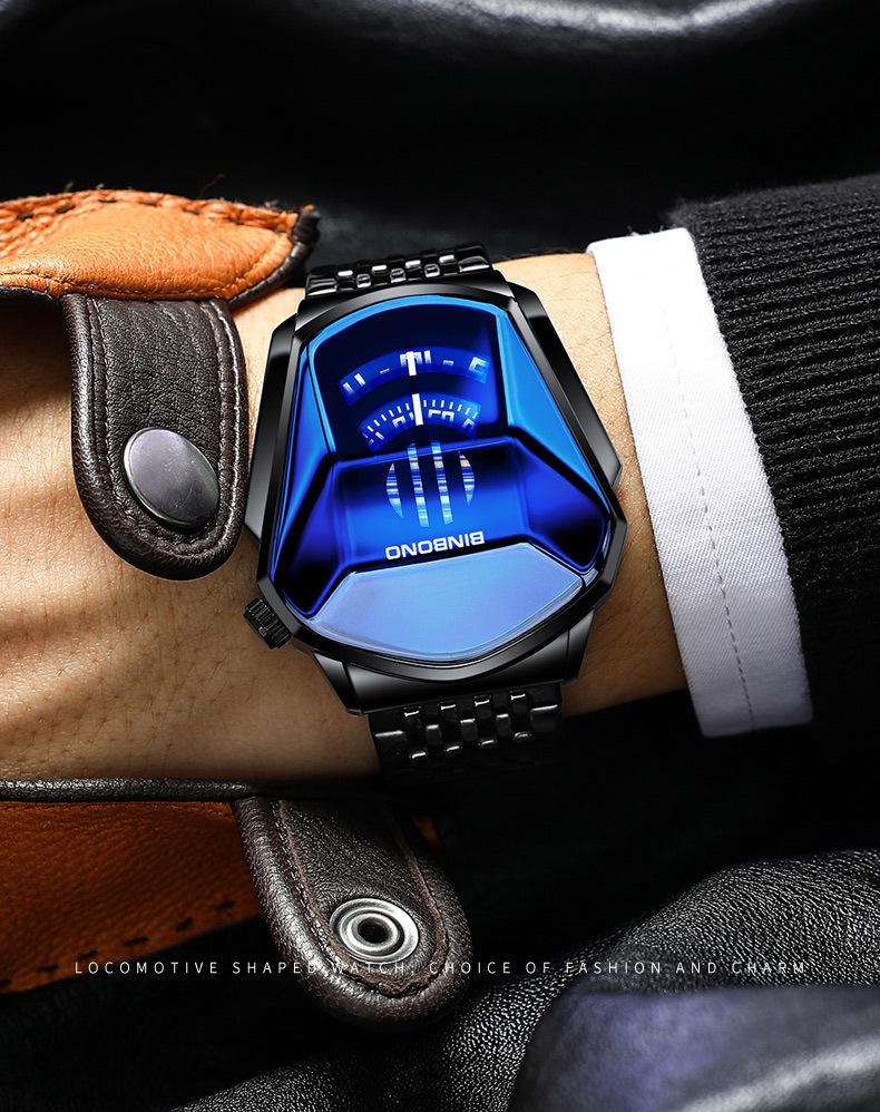 Men's Trendy Motorcycle Concept Watch with Black Technology