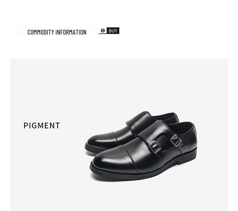 Ανδρικά Δερμάτινα Μοναχικά Παπούτσια Slip-On με Διπλή Αγκράφα - Μυτερή Μύτη, Επίσημα & Casual, Άνοιξη/Φθινόπωρο.