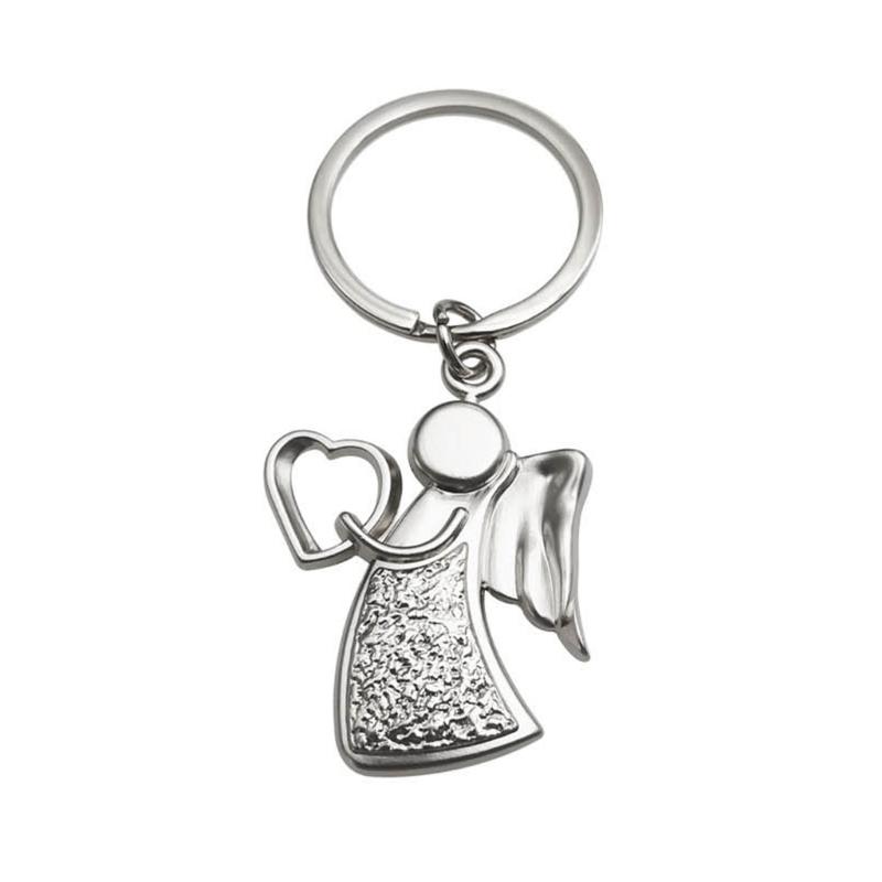 

Stylish Guardian Angel Keychain Silver Metal Pendant Keyring Good Luck Charm Key Chain Cellphone Strap for Drivers