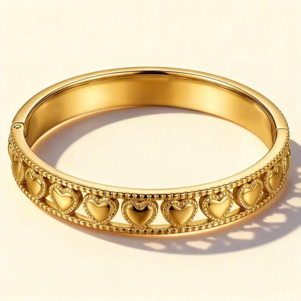 Elegante Bracciale in Acciaio Titanio Placcato Oro per Donna - Raffinato Design Europeo e Americano