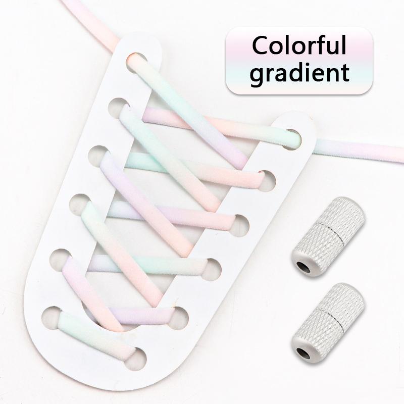 Kleurrijke Schoenveters zonder Strikken Elastische Veters Sneakers Regenboog Rond Tennis Schoenveters zonder Strikken Kinderen Volwassenen Hardloopschoenen Accessoires