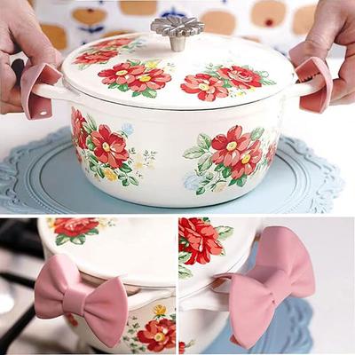 Bow Shape Design Pot Ear Clip Kitchen Pot Clip Anti-scalding Non-slip Handle Cooking Oven Gloves Pot Clip Kitchen Gadgets