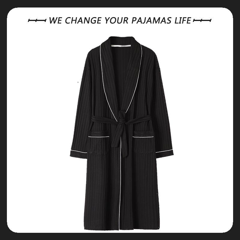 Men's Arctic Velvet Long-Sleeved Cotton Bathrobe - Spring & Autumn Style, Mid-Length, Plus Size, Youth Homewear