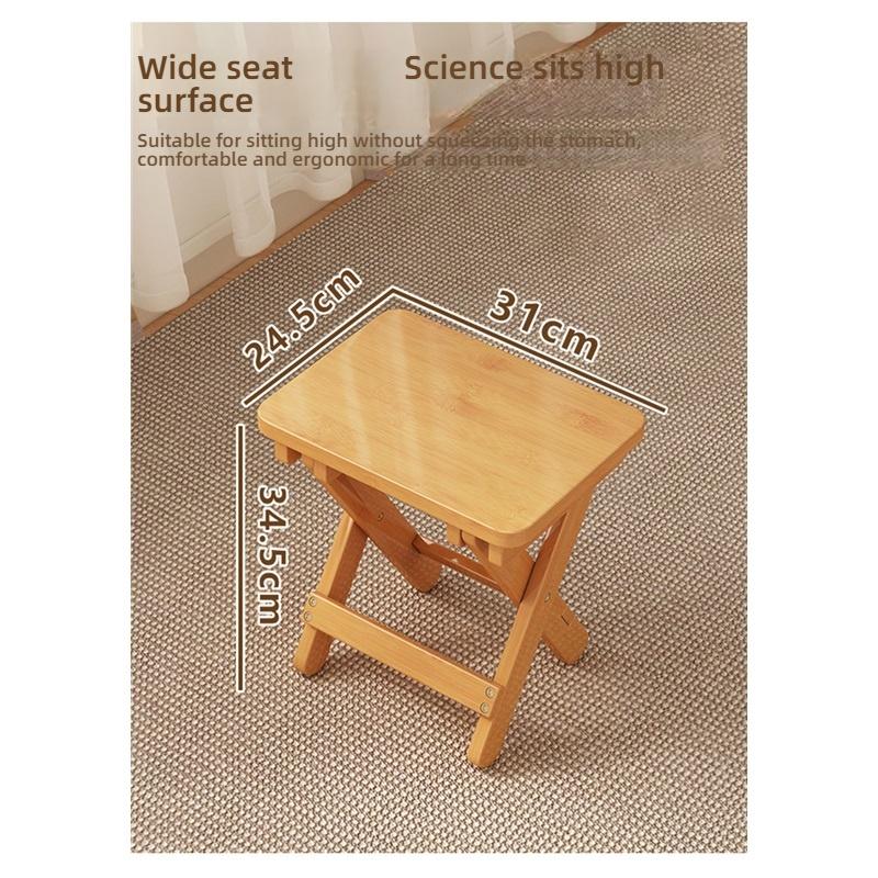 Household Foldable Horse Stool, Solid Wood Wear-resistant Low Stool, Comfortable Sitting Bench for Indoor Use