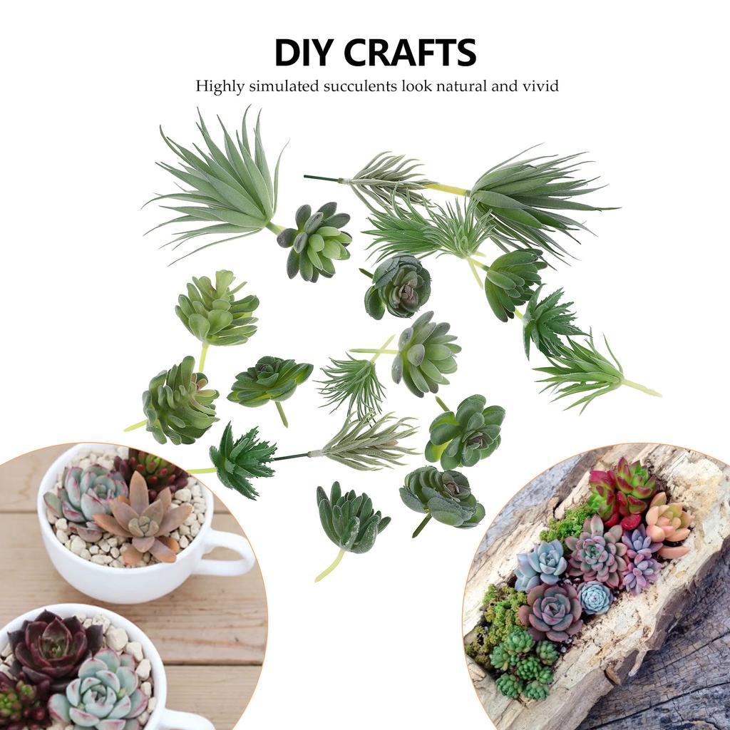 20 Pcs Simulated Succulents Fresh Style Design Plants Decorative Artificial Potted Fake DIY Simulation Mini Decorations Pe